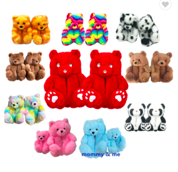 valentine teddy bear plush slippers