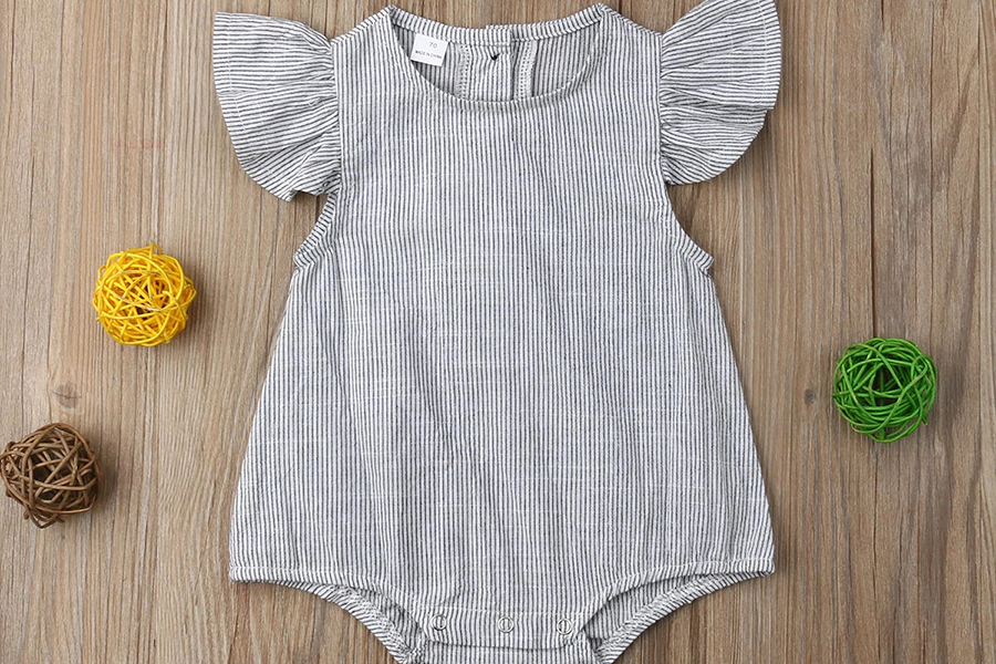 Sleeveless striped cotton jumpsuit for little girls