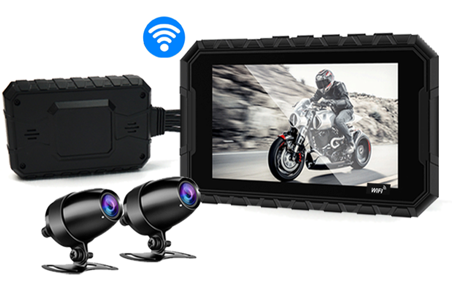 Motorcycle camera with dual-lens