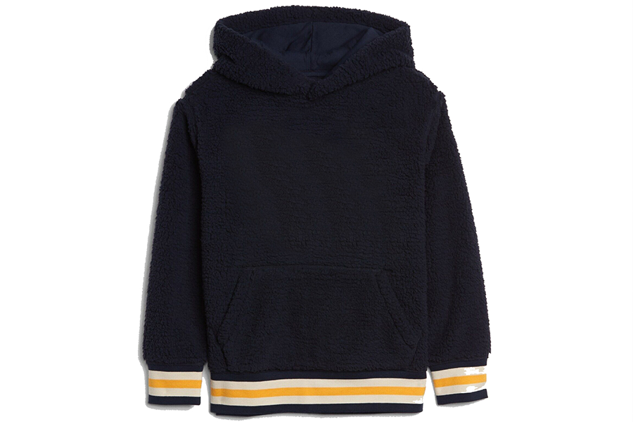 Men’s pull-over hoodie with trimming on the hem and cuffs