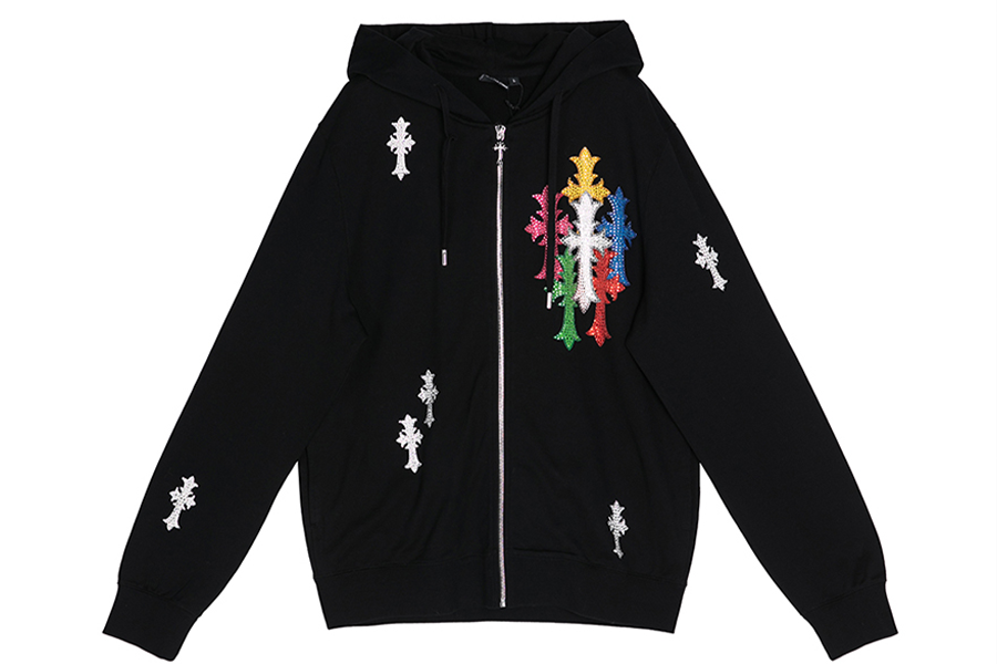 Men’s zip-up hoodie with plain and colored symbols