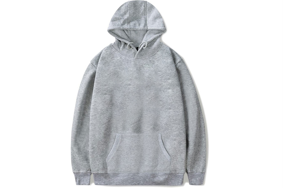 A grey pull-over hoodie for men appropriate for athleisure