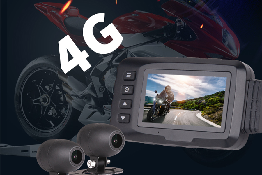 4G motorcycle dash camera with two lenses