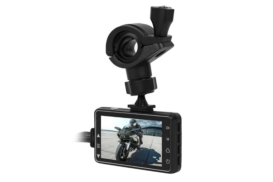 Motorcycle camera for continuous recording on the road