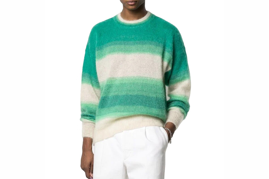 Gradient tie-dye pattern couch-to-class sweater