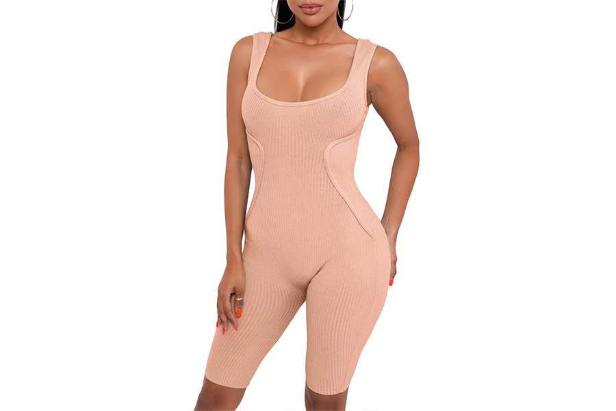 Woman wearing a bodysuit with shifted seam