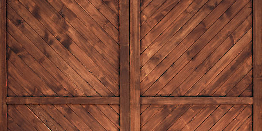 A rustic style wood barn door