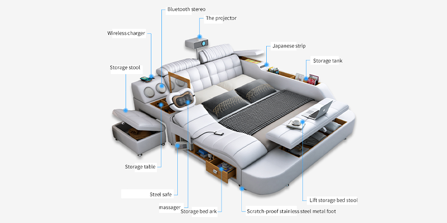 Multifunctional smart bed with built-in projector