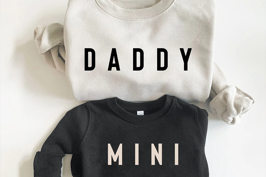 Daddy & me outfits with matching black and white sweatshirts