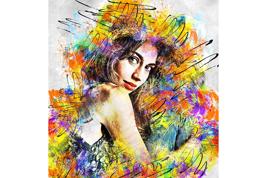 Colorful painting of a woman
