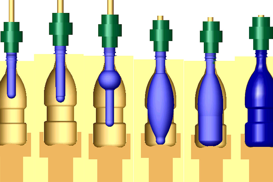 A 3D illustration of blow molding process
