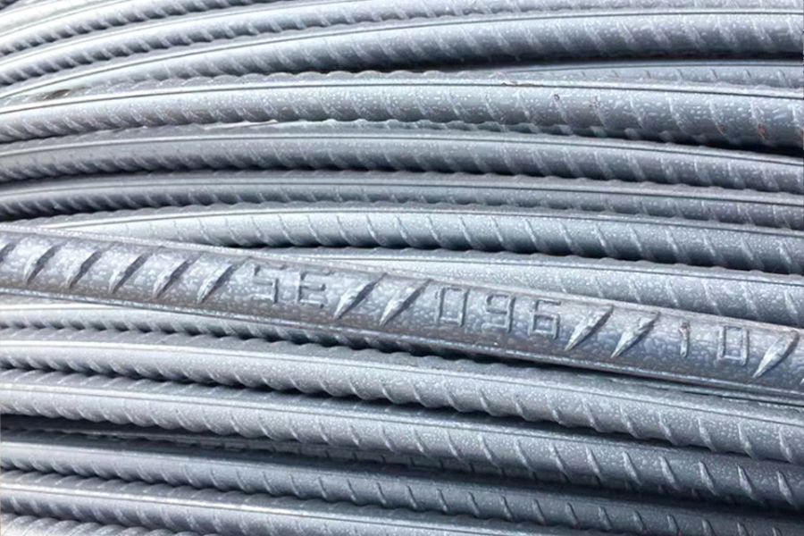 Bounded steel rebar in a vertical formation