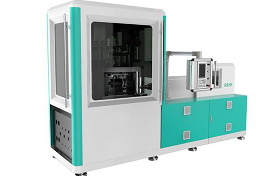 A green and white injection-stretch blow molding machine