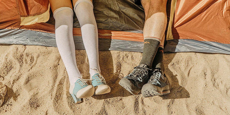Two individuals wearing different types of socks