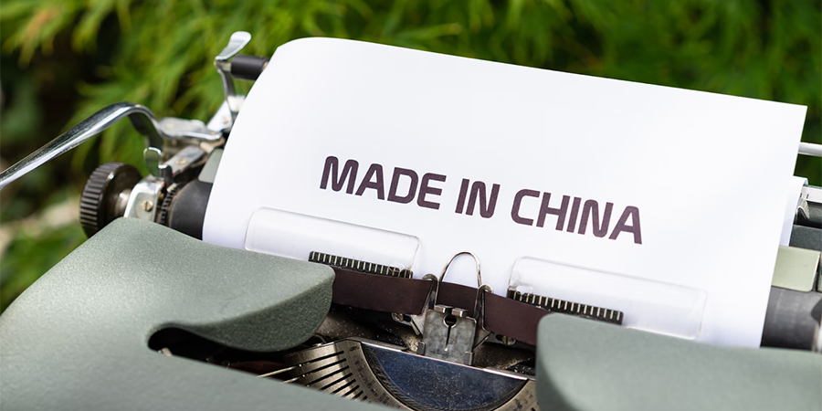 The words ‘Made in China’ typed out on paper