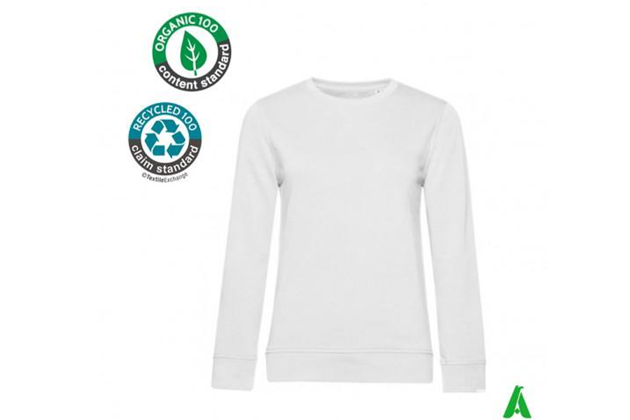 Eco-friendly organic cotton women's sweatshirt with embroidery print clothing tourism sports associations
