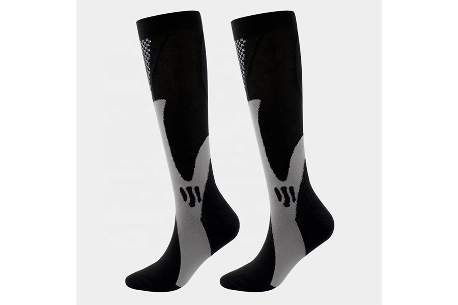 Black and gray anti-fatigue elastic socks