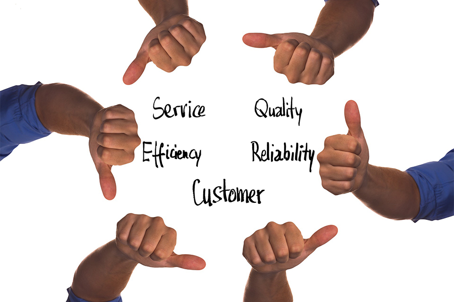 Thumb-ups indicating high-quality customer service