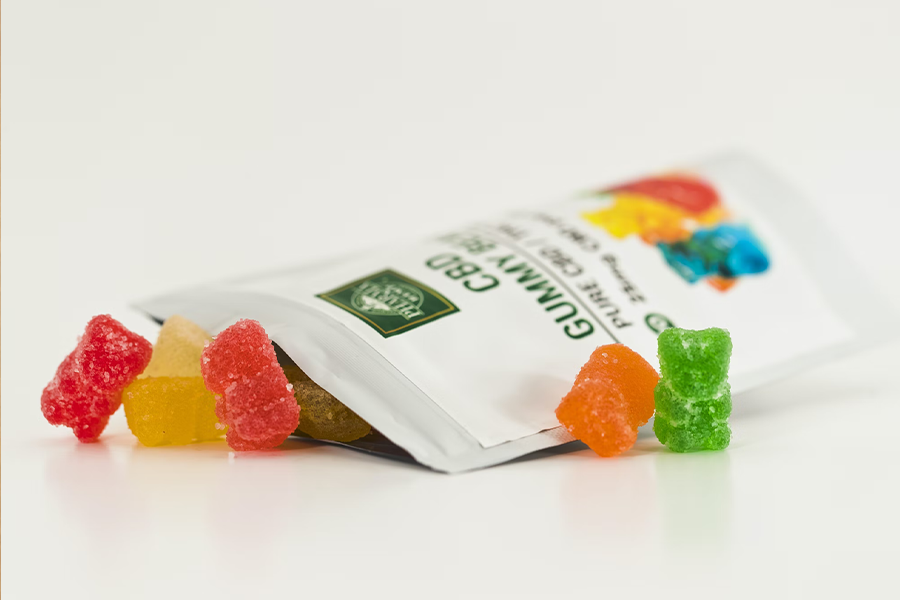 Gummy candies packed in a resealable pouch