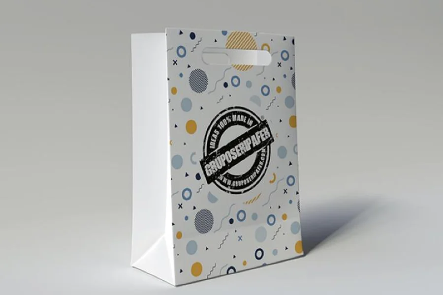 White collapsible paper bag with handles