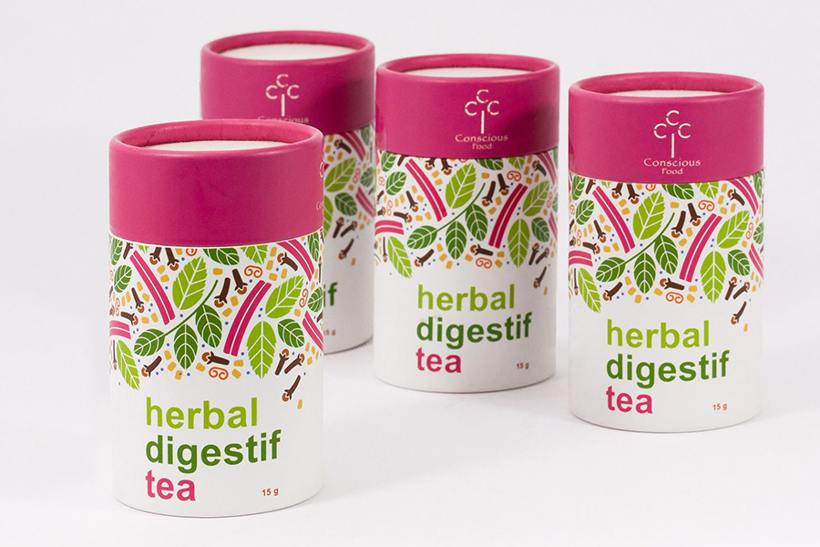 Cylindrical branded tea box packaging