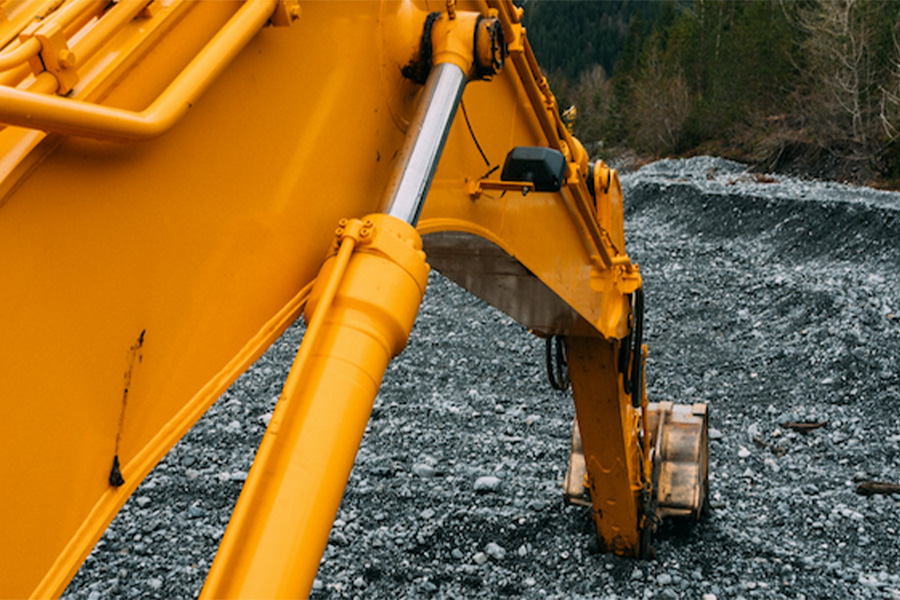 Excavator Arm Showing Hydraulic Cylinder And Bucket