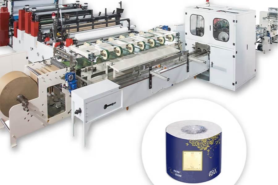 High-speed tissue making, rolling, and embossing machine