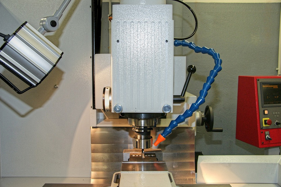 CNC milling machine during operation