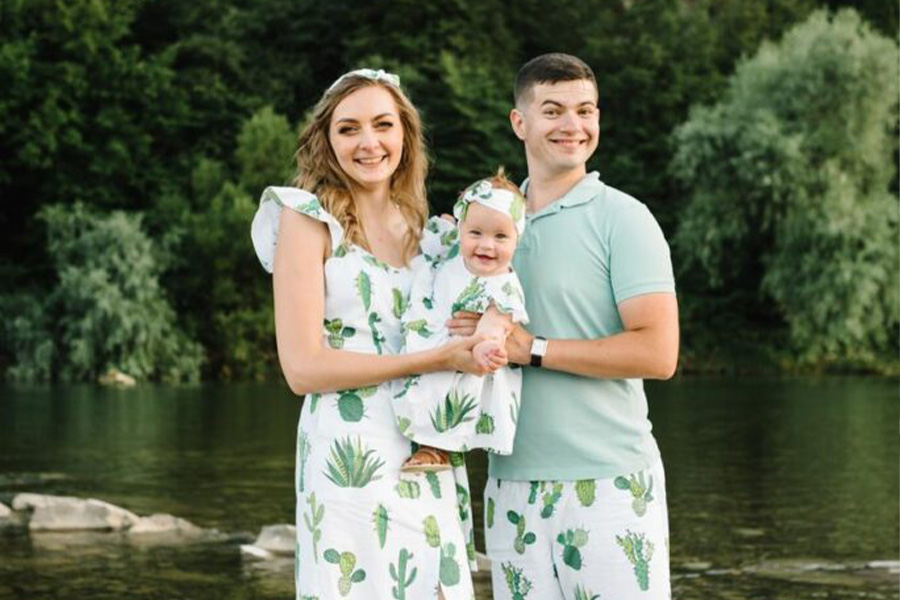 A Family Wearing Matching Outfits