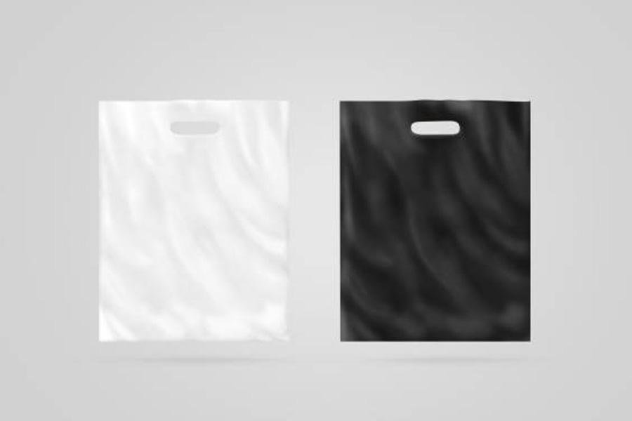 Black and white plastic bags with thicker handles