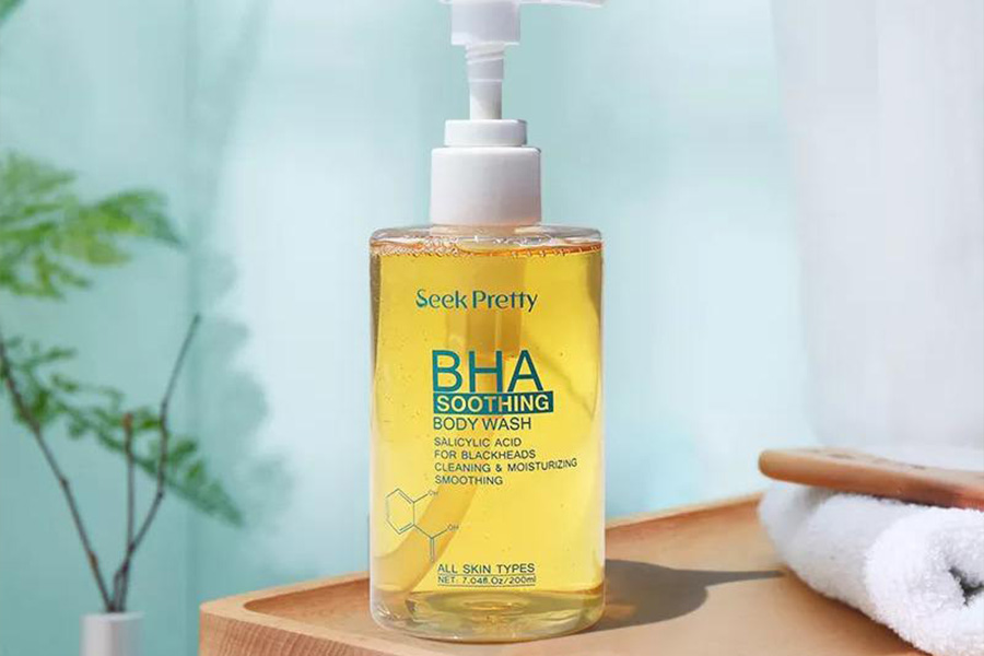 Bottle of soothing body wash