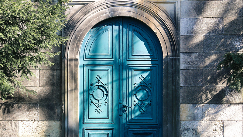 Double Arch Entry Door