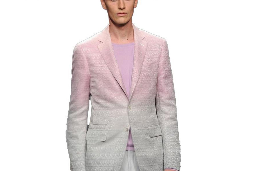 Man rocking a pastel ombre blazer and T-shirt