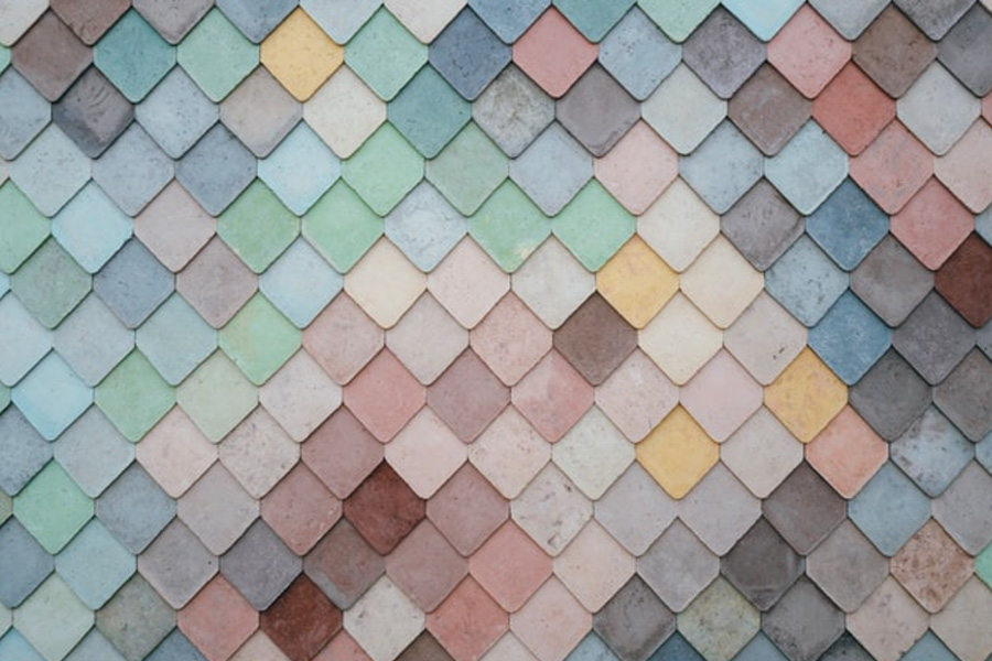 numerous tiles in pastel colors