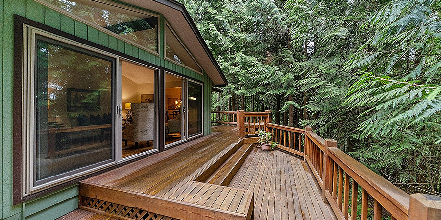 Outdoor deck space near forest