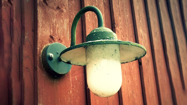 Outdoor Vintage Lighting On Wooden Wall