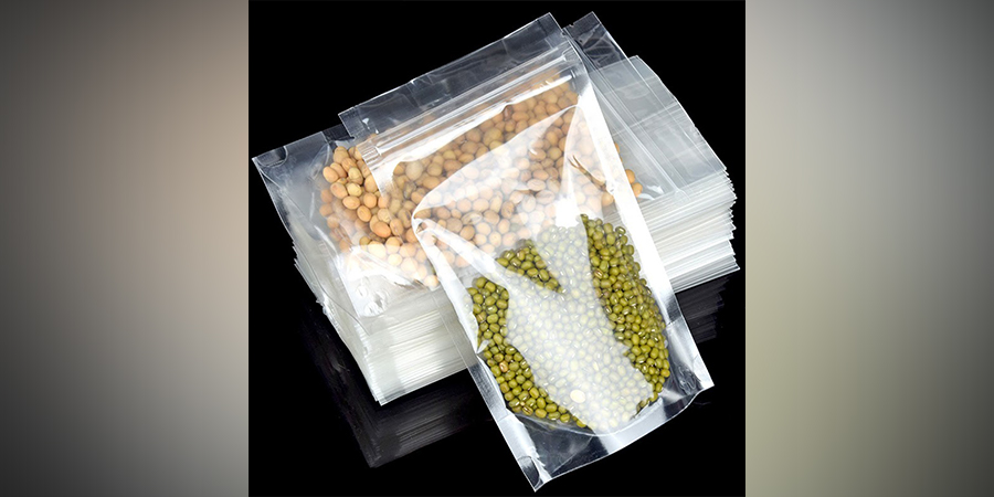 Transparent Plastic Pouch Containing Beans