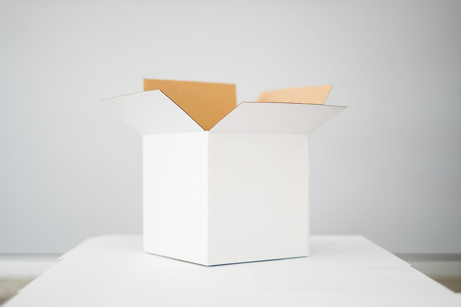 White corrugated cardboard packing box