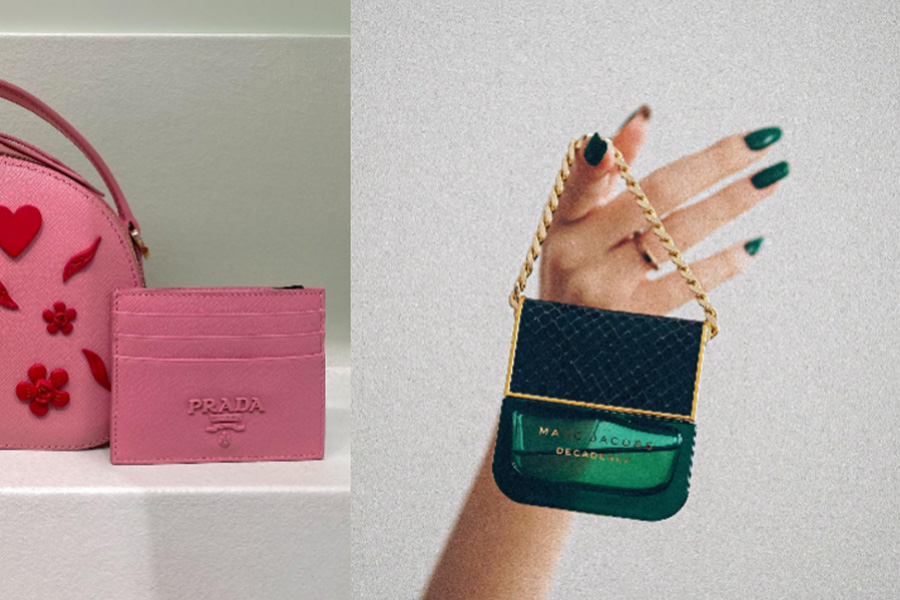 A Prada wallet and s mini perfume 