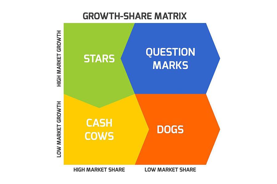 An image showing the growth-share matrix