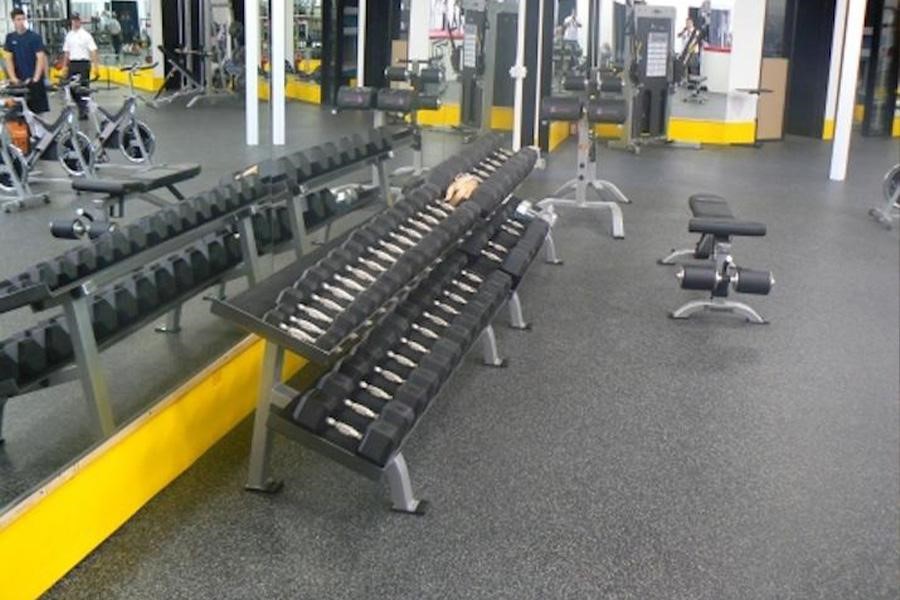Black rubber flooring in a gym