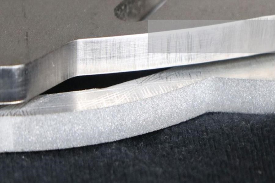 Close-up of plasma cutting of quarto plates