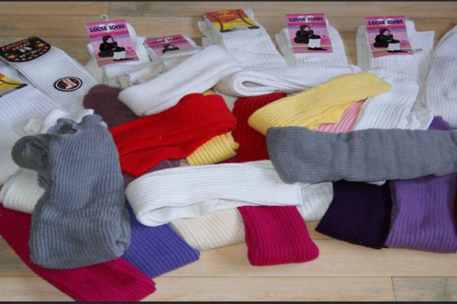 Colored and white slouch socks