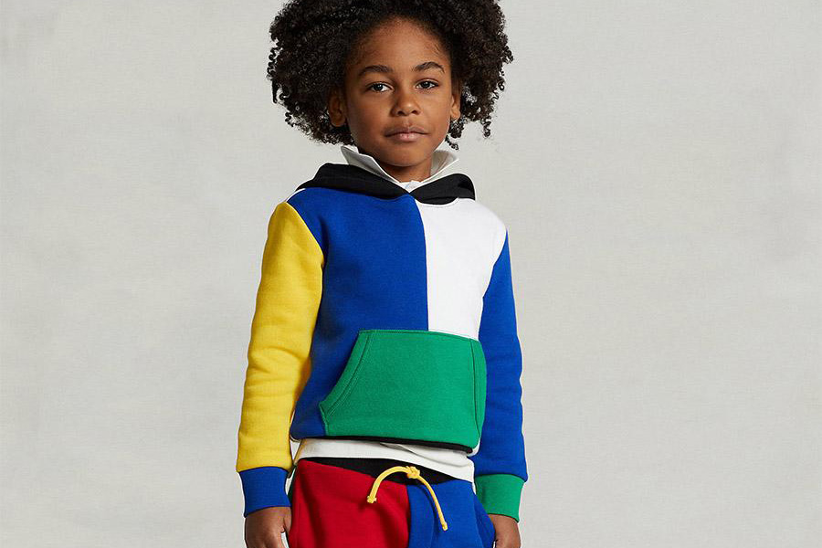 Kid wearing a modular pullover hoodieKid wearing a modular pullover hoodie