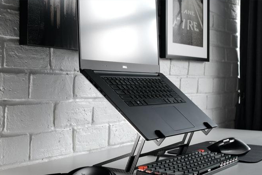 Laptop on an adjustable laptop stand