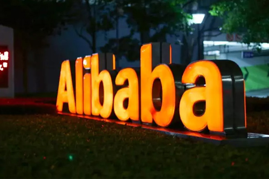 Lighting fixture displaying Alibaba’s business name