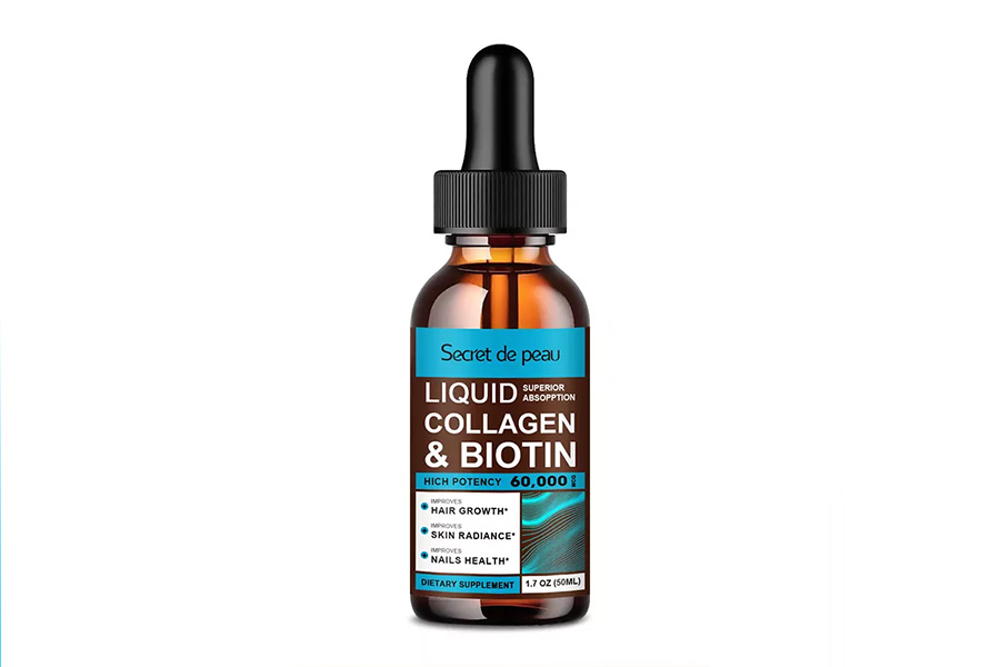 Liquid collagen & biotin oil for treating hair and body’s skin