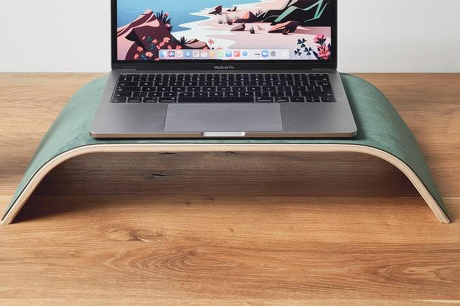 Macbook Pro on a portable laptop stand