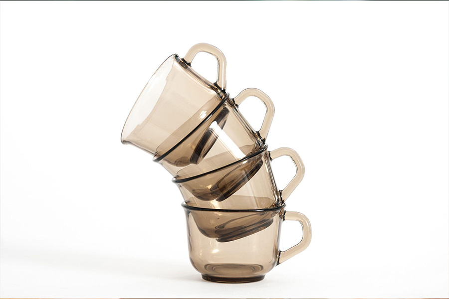 Set of glass mug sublimation blanks with brown tint