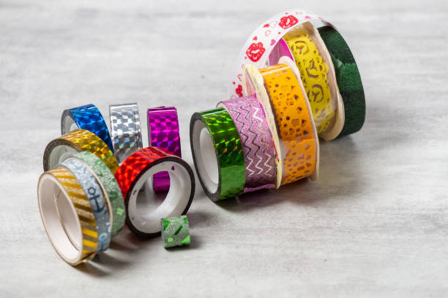 Shiny washi tape with different patterns and colors